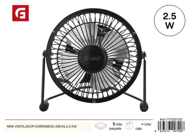 Mini ventilador sobremesa usb kila 2.5w