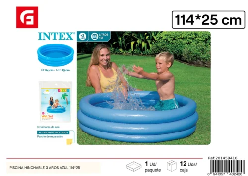 Piscina hinchable 3 aros azul 114x25