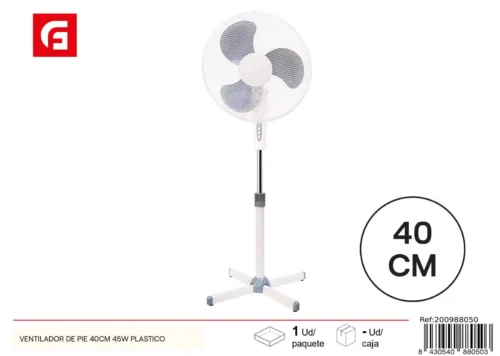 Ventilador de pie 40cm 45w plastico