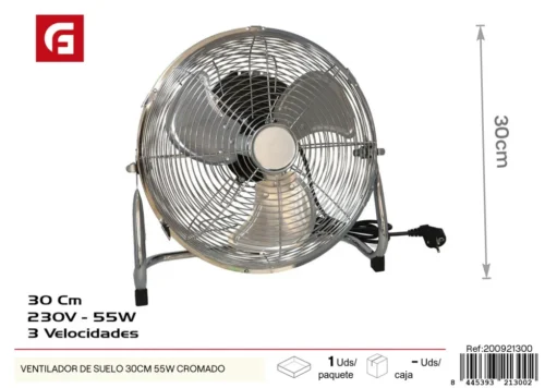 Ventilador de suelo 30cm 55w cromado