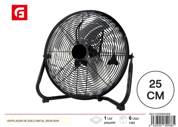 Ventilador de suelo metal 25cm 50w
