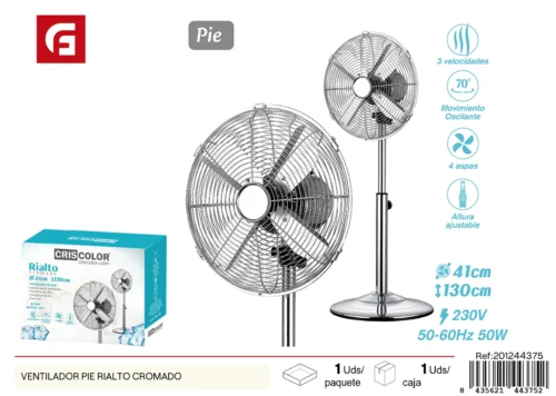 Ventilador pie rialto cromado nºrii-aee: 8813